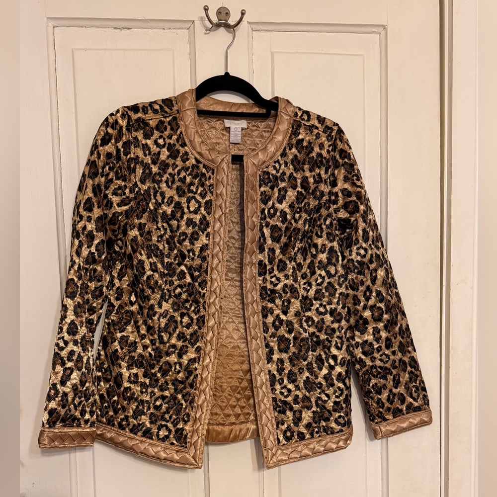 Chico's Leopard Print Quilted Blazer